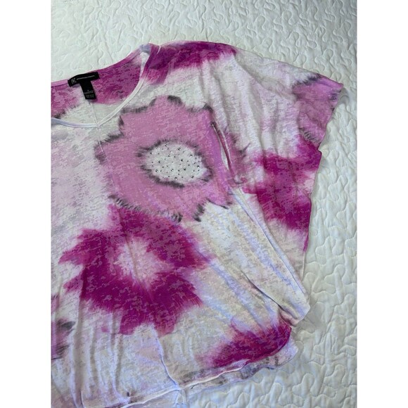 INC International Concepts Pink Floral Wing Sleeve Blouse size small - Picture 3 of 5